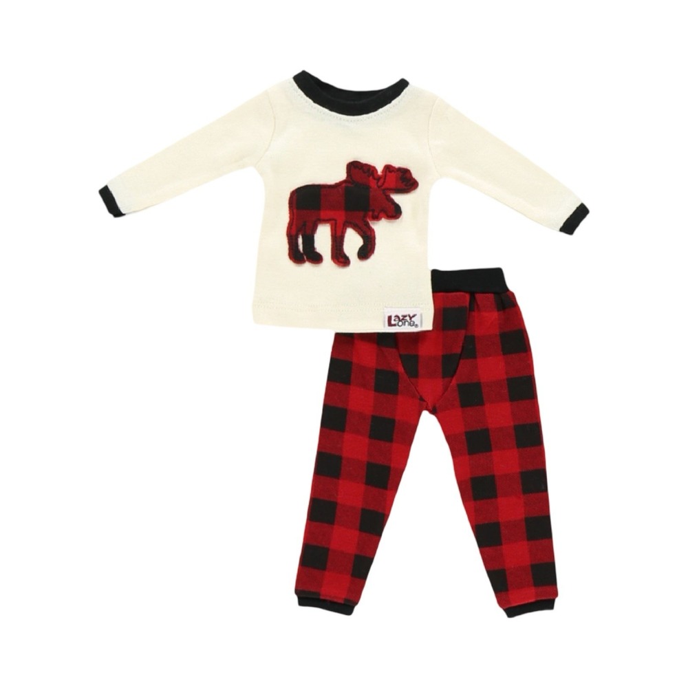 Lazy One Brand Girls Boys 18" Doll Pajamas‎ "Plaid moose"  NEW